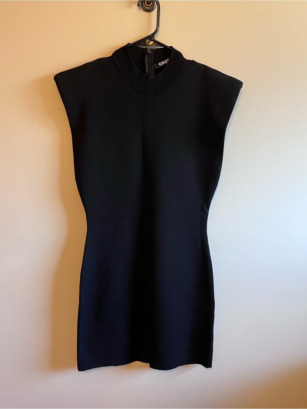 Grey Lab Sleeveless Black Knit Shift Dress